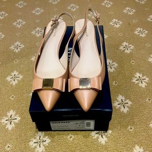Cole Haan Tali Bow Nude slingback pump kitten heel 7